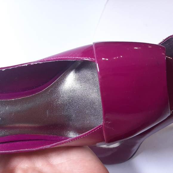 🍁ALDO Patent Leather Open Toe Heels Purple Plum - Picture 15 of 15
